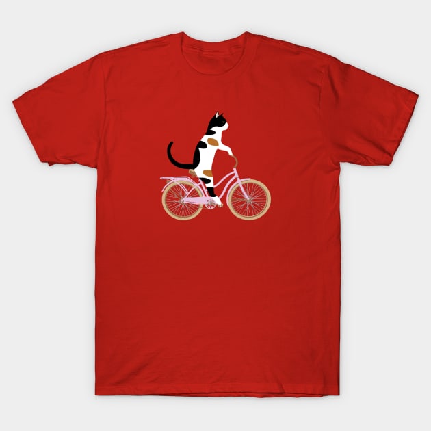 Cat on a Bicycle Funny T-Shirt by sketchpets